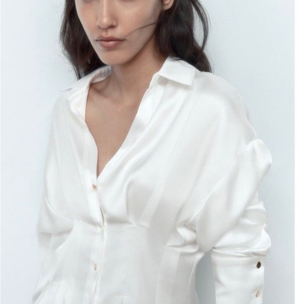 ZARA NWT White Silky Dress - Picture 4 of 16